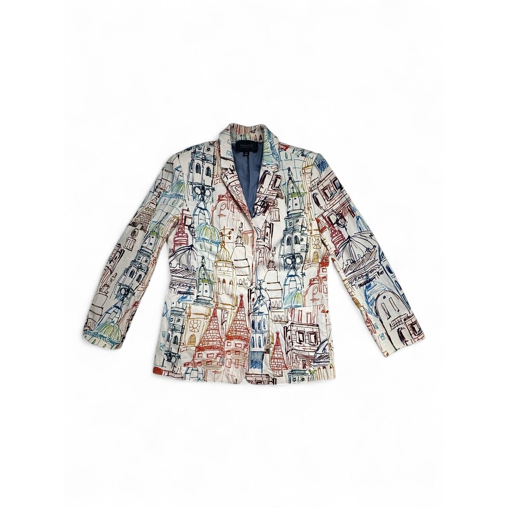 Carlisle Collection Printed Cityscape Blazer Jacket Size 12